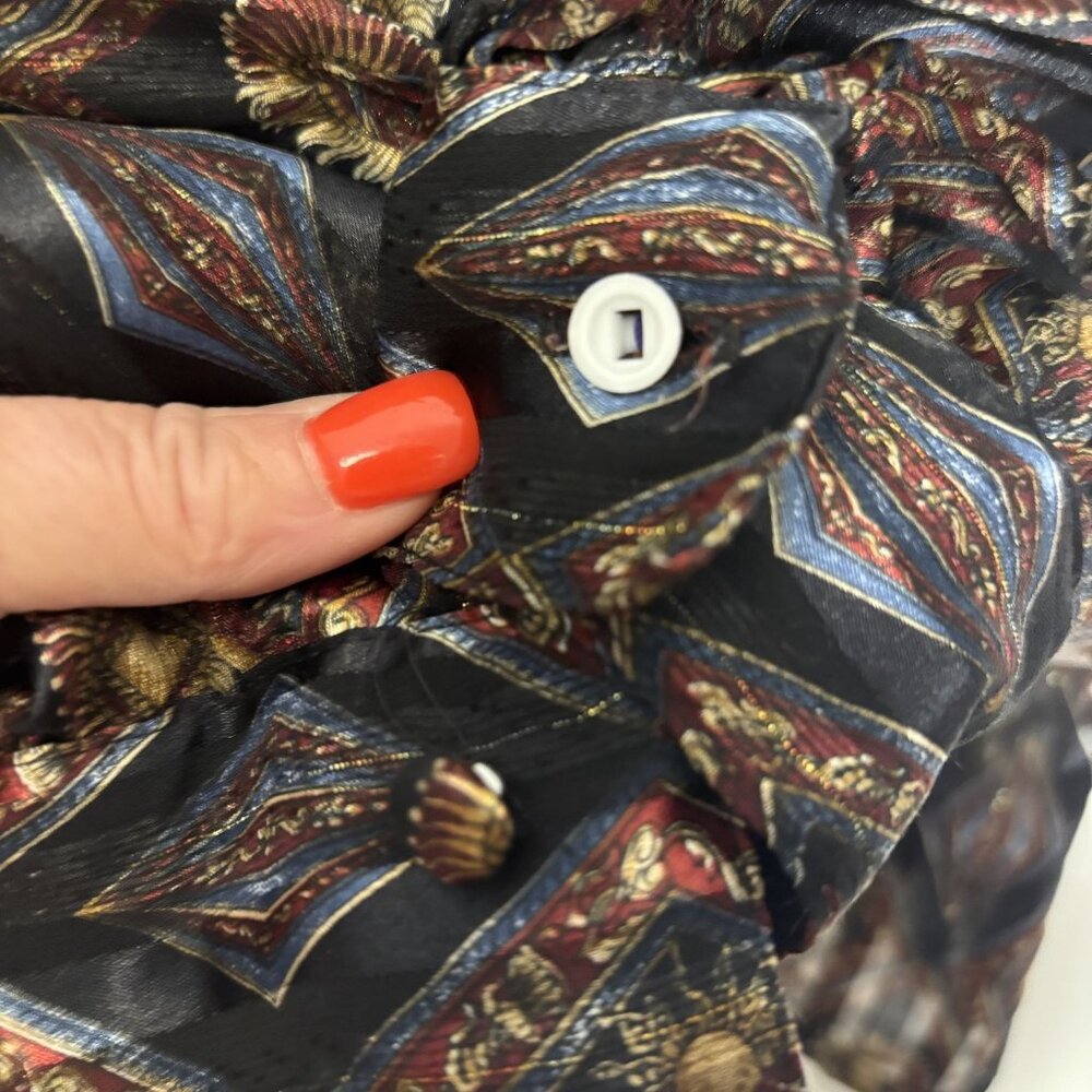Vintage Yves St. Clair Button-Up Blouse Diamond Print Long Sleeve Size 10 - Picture 5 of 12